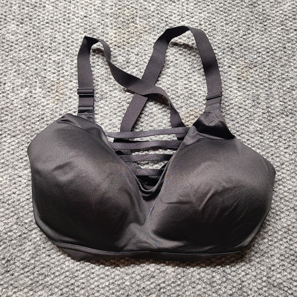 Victoria's Secret Sports Bra Womens 36DD Black Padded Cups Strappy Caged Front